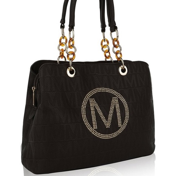 Mia K Handbags - Mia K Collection Chocolate Chain-Strap Satchel